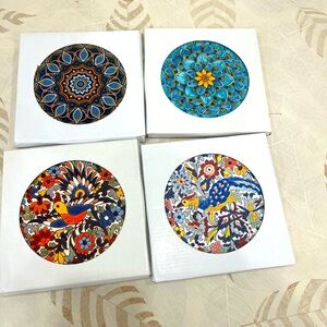 Set of 4 Colorful Mandala coasters